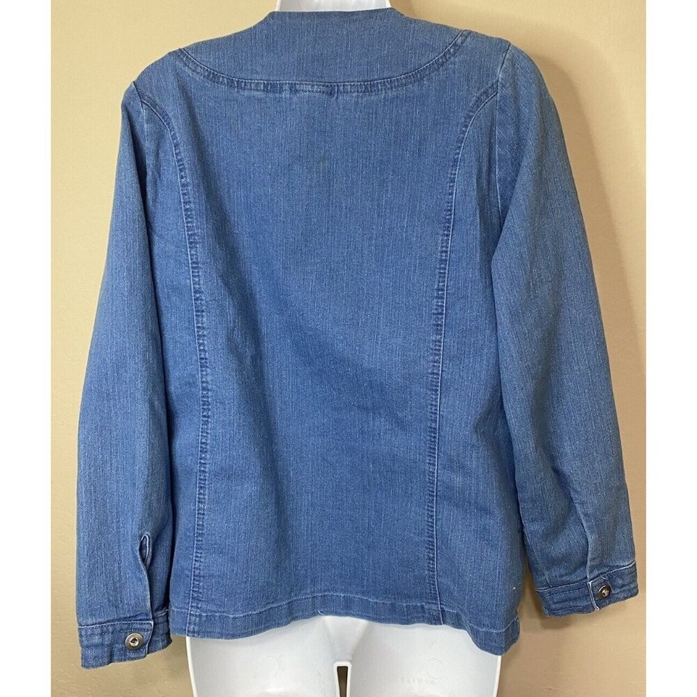Blair Denim Jean Jacket With Silver Studded Detail & Button Pockets - Picture 3 of 9